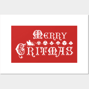 Merry Critmas Xmas Santa Sleigh Dice Posters and Art